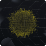 Spiky ball logo on space vector background.